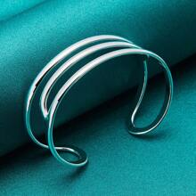 Silver Plating Three Curve Bangles Bracelet For Women Fashion Wedding Engagement Charm Jewelry
