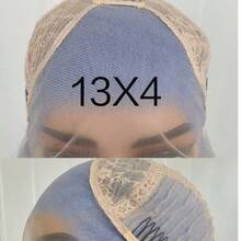 Peluca con frente de encaje sintético largo y liso de 13*4 pulgadas de color azul claro, peluca sin pegamento lista para usar, pelucas de encaje de cabello azul claro para mujeres para fiestas y cosplay - Multicolor - Ver 9