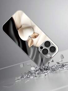 3D 1 Stück stilvoller & minimalistischer Apfel-Muster Tempered Glass Material selbstlösende Linsenfolie, elektroplattierte stoßfeste kratzfeste und fingerabdruckresistente TPU Vollrand Soft Handyhülle kompatibel mit Apple Modellen