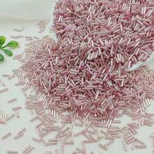 600pcs 2*7mm Magic Glass Beads, DIY Cross Stitch Beading Materials, Bracelet & Necklace Accessories - Pink - View 1