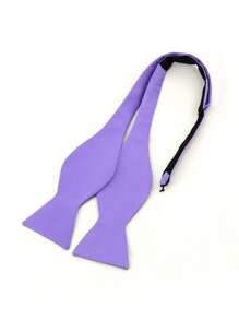 1pc Men's Polyester Solid Bow Tie, Classic Accessory For Wedding, Groom, Business Party Suit