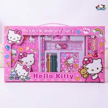 Sanrio 6pcs/8pcs/14pcs/1Set Hello Kittys Cartoon Ruler Pencil Sharpener Eraser Notebook Set Creative Drawing Office Supplies Kitty Cat Stationery Kit Gifts (Some Parts May Be Random)(The Package Design Is Random)