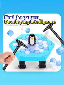 Save The Penguin Family Game Interactive Ice Breaking Board Toy, Includes Colorful And White Plastic Pieces