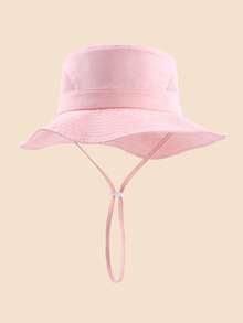 1pc Kids Solid Color Breathable Anti-Side Net Sun Protection Bucket Hat, Lightweight Breathable Beach Hat, Bucket Hat For Daily Wear - A - View 23