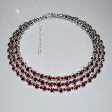 Colar de Gola Grande Exagerado Multicamadas com Strass, Colar Ajustável de 3 Camadas de Cristal, Acessório Gargantilha para Mulheres