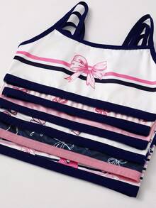 Chatreadl 6 件套女孩可爱休闲青少年 Bralettes 吊带背心，带花卉和蝴蝶印花，适合所有季节 - 彩色 - 查看 4