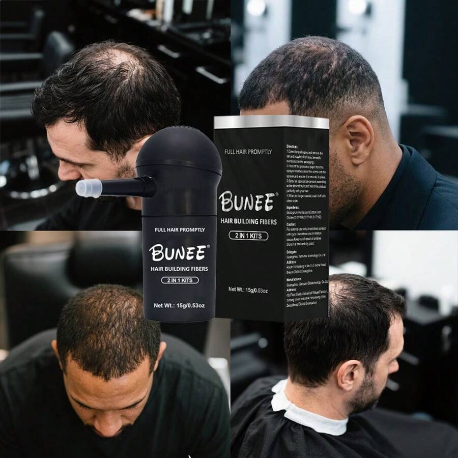 BUNEE 15g Fiber Powder + Spray Head Combo Set - Convenient Physical Hair Volumizing, Styling Hair Density Treatment - Multicolor - View 1