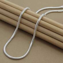 Juego de joyería de plata de ley 925 de alta calidad que incluye un collar y pulsera de cadena de hueso de serpiente de 3 mm de grosor, para hombres y mujeres