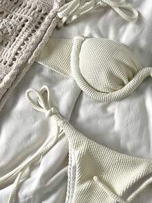 Bikinx Summer Wave-Patterned Underwire Bikini Set For Women, Perfect For Beach Vacations - 米色 - 查看 5