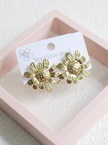 1 Pair Fashionable, Elegant, Unique Sunflower Stud Earrings