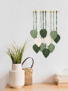 1 件波西米亚手工编织流苏叶挂毯，星星编织挂饰，北欧风格客厅壁挂，出租屋