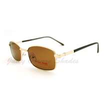 Gafas de sol unisex con marco rectangular delgado y pequeño de metal, lentes de colores con protección UV400 - Marrón - Ver 2