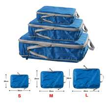 Cubos de embalaje plegables y compresibles, bolsa de almacenamiento de viaje impermeable, maleta de nailon, portátil con bolso, organizador de equipaje - Azul claro - Ver 7