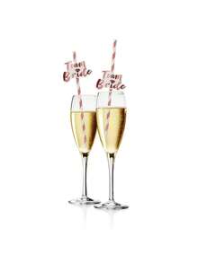 50/70/100 支单身派对吸管、新娘饮用吸管、单身派对吸管、玫瑰金纸质吸管，适用于新娘送礼会、单身派对、学校用品 - 彩色 - 查看 2