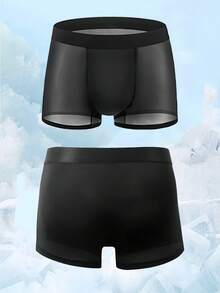 Bộ 4 quần boxer nam bằng lụa băng, quần short thể thao co giãn thoáng mát, đồ lót thường ngày, quần vuông màu trơn hơi trong suốt, thích hợp cho bãi biển, du lịch, mùa xuân/hè, quần bơi nam, quà tặng cá nhân hóa - Nhiều màu - Xem 2