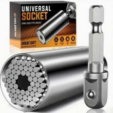 1Set Adult Men's Super Universal Sleeve Tool Two Pieces Set - Equipped With Connecting Rod, Handle Set With Electric Drill Adapter, Cool Gadget, Universal Hardware Torque Wrench Head Kit, Socket Wrench Steel 7-19mm Wrench, Key Portable Manual Tool, Repair Wrench, Birthday Gift For Dad, Husband, Men