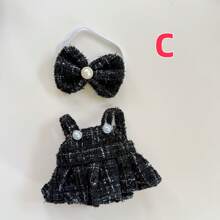 For Labubu Plush Doll [This Only Includes The Outfit]: 17cm Printed Overall Dress, Butterfly Decor Replacement Outfit For 10cm Plush Doll
