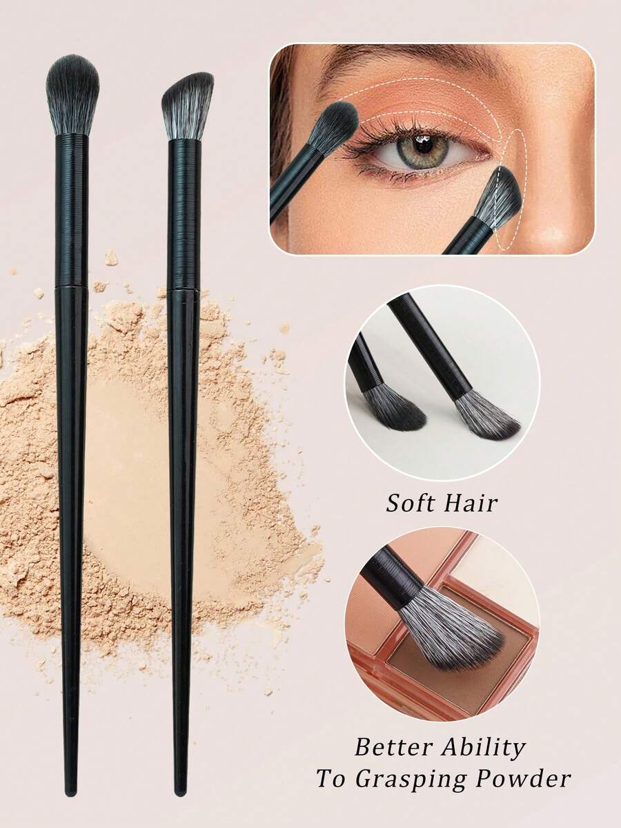 2Pcs Professional Eyeshadow Brush Set - Flame Blending & Nose Shadow Brush Kit,Brush Set,Makeup Brush Kit,Make Up Brush Set,Make Up Set Complete,Makeup Brush Set,Complete Makeup Kit,Brush Kit,Brushes Makeup Set,Makeup Gift Set,Set - Multicolor - View 1