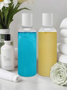 8 pièces Bouteille ronde à épaule transparente avec couvercle à rabat, bouteille vide pour échantillon cosmétique, dispensateur, bouteille de voyage, contenants de voyage de petite taille étanches avec entonnoirs et étiquettes pour articles de toilette, shampooing, lotions, revitalisants, cosmétiques de voyage, à la maison et en voyage