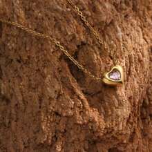 1pc Minimalist Fashion Versatile Stainless Steel Heart Pendant Necklace, 18K Gold Plated Won't Fade, Unique Choker