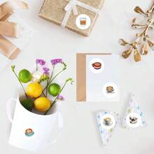 500Pcs Coffee Sticker Roll Food Stickers Tea Stickers Dessert Stickers Coffee Cup Stickers Cooking Stickers Coffee Party Decorations Vinyl Waterproof Stickers Aesthetic Laptop Sticker Pack Skateboard Stickers Water Bottle Stickers Notebook Stickers