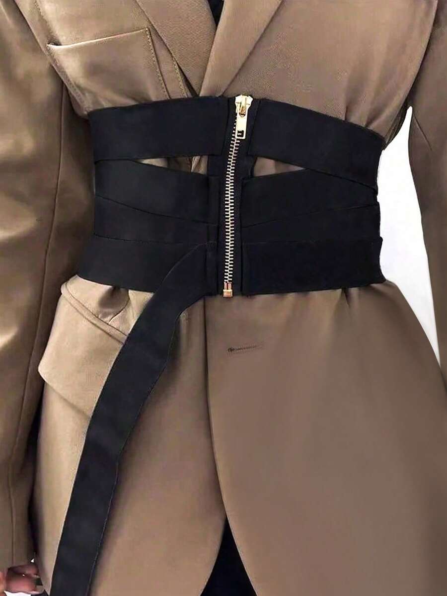 1 件女士前卫街头风格白色字母交叉腰带，适合搭配个性化服装万圣节服装