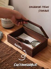 1个泡桐木收纳盒，有小号、中号和大号可选。这款家用防尘翻盖收纳盒配有精美图案的玻璃窗和坚固的金属扣，非常适合存放各种小物件。 - 彩色 - 查看 4