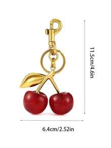 1pc Burgundy Cherry Bag Charms Wallet Charms Keychain -, Cherry Charms Car Cherry Accessories Keychain Women Christmas Gift Valentine's Day Bag Gift