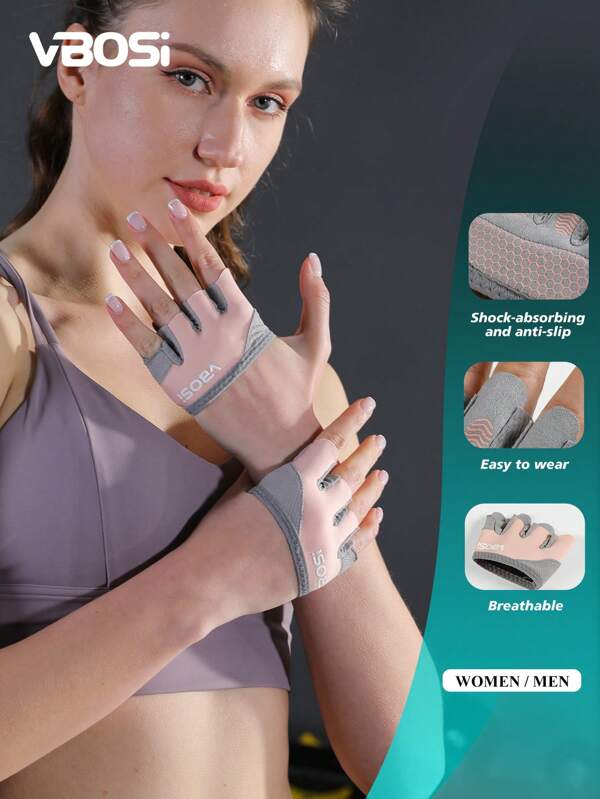 VBOSI 1 Pair Unisex Lightweight 4-Finger Gym Gloves – Enhanced Grip For Workouts & Strength Training