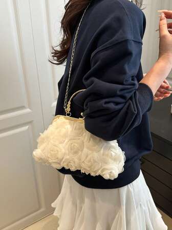 2025 Ny Handväska med Blomkedja Dammode Kuvertväska Axelväska Crossbodyväska, Enfärgad, Lämplig för Shopping, Plånbok, Shopping, Unga Kvinnor, Högskolestudenter, Nygifta, Tjänstemän. Lämplig för Kontor, Universitet, Arbete, Affärer, Pendling, Friluftsaktiviteter, Resor och Picknick.