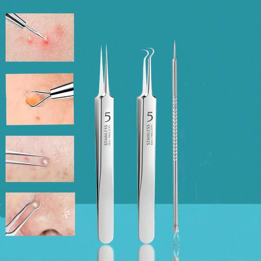 Stainless Steel Blackhead & Blemish Remover Set - Unscented Acne Extraction Tools For Face & Nose, Normal Skin Type - Professional Facial Care Kit For Whiteheads & Pimples,Blackhead Remover,Beauty,Skin Care Products,Spa,Self Care,Skin Care Tools,Face Care,Esthetician Supplies,Skin,Face Wash,Facial