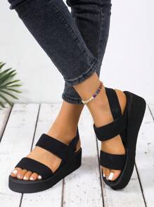 Women's Fashion Thick Platform Wedge Thong Sandals, Casual Beach Slippers For Summer