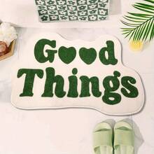 1 tấm thảm phòng tắm "Good Things" - Đế chống trượt, thấm hút tốt, có thể giặt máy, chất liệu polyester sợi ngắn, chữ in màu sắc sống động, trang trí phòng tắm thời trang, phù hợp cho cả nam và nữ, quà tặng ngày Valentine, thảm phòng tắm, thiết kế chữ in vui nhộn. - Nhiều màu - Xem 4