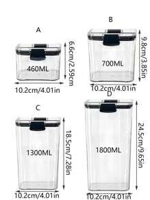 1pc Air Tight Sealed Canister, Transparent Plastic Storage Container For Grains, Spices, Tea Leaves, Beads & Accessories, Kitchen Organization, Easy Locking Lid, Not Dishwasher Friendly