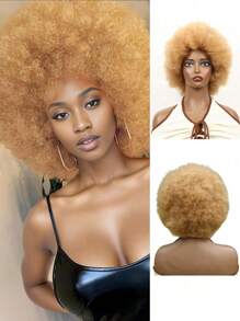 Musik Festival 12 Zoll Afro Krause Schwarz Weiß Pink Blau Lila 613 Grau Braun Synthetische Pony Perücken 70er 80er Jahre Perücken für Frauen und Männer Synthetisches Haar Afro Geflecht Synthetische Perücke mit großem voluminösem und weichem natürlichem Look Voll Pumps Perücke für - Cosplay und Alltagstragen