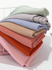 1pc Women's Plain Crinkled Chiffon Hijab Scarf - Mint Green - View 9