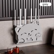 1pc Cute Router Stand, Made Of Plastic Material With 2pcs Self-Adhesive Tapes, Adorable Cat Face Pattern & Outline Design, Hollow-Out Cat Face Details, Won't Block Signal, Suitable For Daily Home Use, Back To School