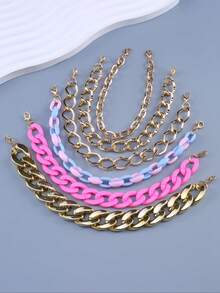 6 件时尚铝链和亚克力链装饰帽链（不含帽子，颜色随机） - 彩色 - 查看 22