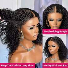 13x4 Curly Short Bob Wigs HD Lace Frontal Human Hair Deep Wave Wigs Brazilian Pre Plucked With Baby Hair 200% Density Transparent Lace Wigs For Women Lace Front Wigs Natural Black Color - Natural Black - 查看 2