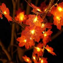 New LED Autumn Simulation Maple Leaf Pumpkin Light String, Battery Powered (Excluding Battery) Suitable For Halloween, Thanksgiving, Christmas, Yard Decoration Lights