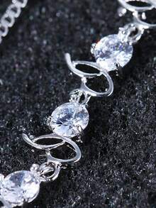 1 Piece Full Of Rhinestones Adjustable 18K Gold Plated Bracelet For Women New Heart Zirconia Bracelet Jewelry - Silver - View 5