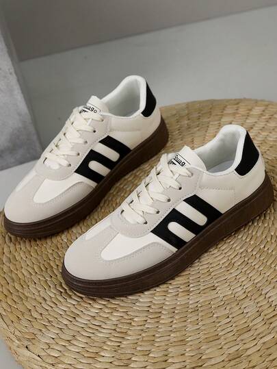 （建议选大一码）女士休闲运动鞋，轻便透气网面系带运动鞋，多功能舒适平底步行鞋