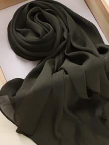 1pc Women's Plain Crinkled Chiffon Hijab Scarf - Mint Green - View 13