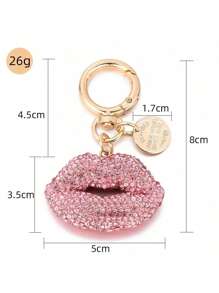 1 件时尚全水钻唇形手机吊饰汽车钥匙扣可爱合金耳机盒包配件情人节背包装饰钥匙扣包包汽车配件女士 - 彩色 - 查看 8