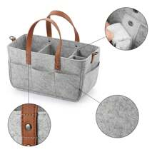 Felt Storage Nursery Organizer Basket Infant Diaper Bag With Handle Caddy Changing Nappy  Storage Carrier Large Pocket