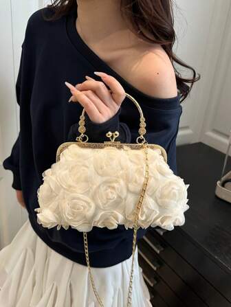 2025 Ny Handväska med Blomkedja Dammode Kuvertväska Axelväska Crossbodyväska, Enfärgad, Lämplig för Shopping, Plånbok, Shopping, Unga Kvinnor, Högskolestudenter, Nygifta, Tjänstemän. Lämplig för Kontor, Universitet, Arbete, Affärer, Pendling, Friluftsaktiviteter, Resor och Picknick.