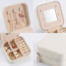 New-  4packs - All Travel Jewelry Case, To Go Portable Jewelry Box, Travel Jewelry ,Portable Jewellery Storage Holder For Rings Earrings Necklace, Gifts For Girls Women  Mirror - White - 4 packs - 查看 3