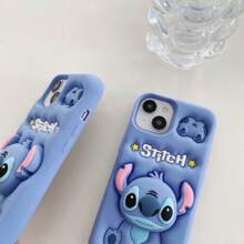 Disney Funda de teléfono 3D linda de Stitch para 6-11/15Pro Max, funda protectora de silicona suave para teléfonos Apple, adecuada para mujeres