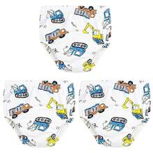 3 件男女通用儿童可重复使用如厕训练内裤，防水透气卡通尿布，适用于如厕训练和失禁，适合 12 个月至 3 岁的男孩和女孩