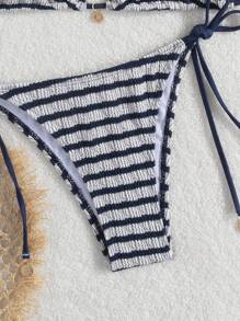 Braga de bikini con cordones y rayas de verano para dama, trajes de baño de gran en Europa y América